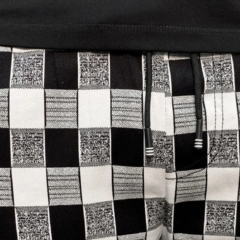 New Men's Fashion Slim Trousers Comfortable Plaid Black White Casual Pencil pants M-XXL