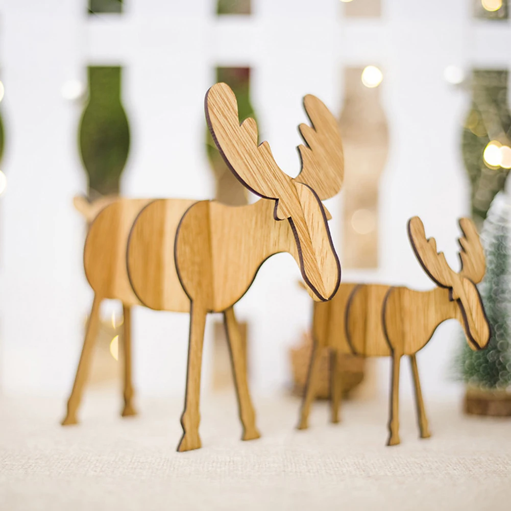 Деревянные DIY рождественские олень лося украшения для рождественской елки вечерние витрины украшения окна