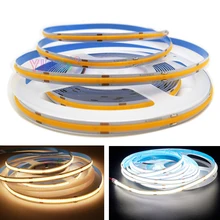 

5m COB LED Strip 8mm DC12V/24V High Density Flexible FOB COB Led Lights 384/528 LEDs/m White/Warm White Linear Dimmable