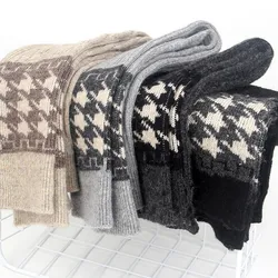 Women Winter Long Socks Colorful Stripe Snowflake High Knee Leg Warm Elastic Knitting Stockings Fashion Apparel Accessories