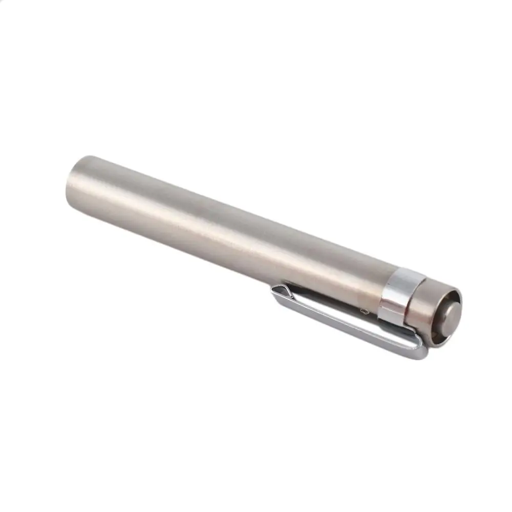 

LED Flashlight Torch Lumens Lamp Pocket Light Mini Penlight AAA LED Flashlight Torch with Clip Silver for Hunting Q5 LED ST1
