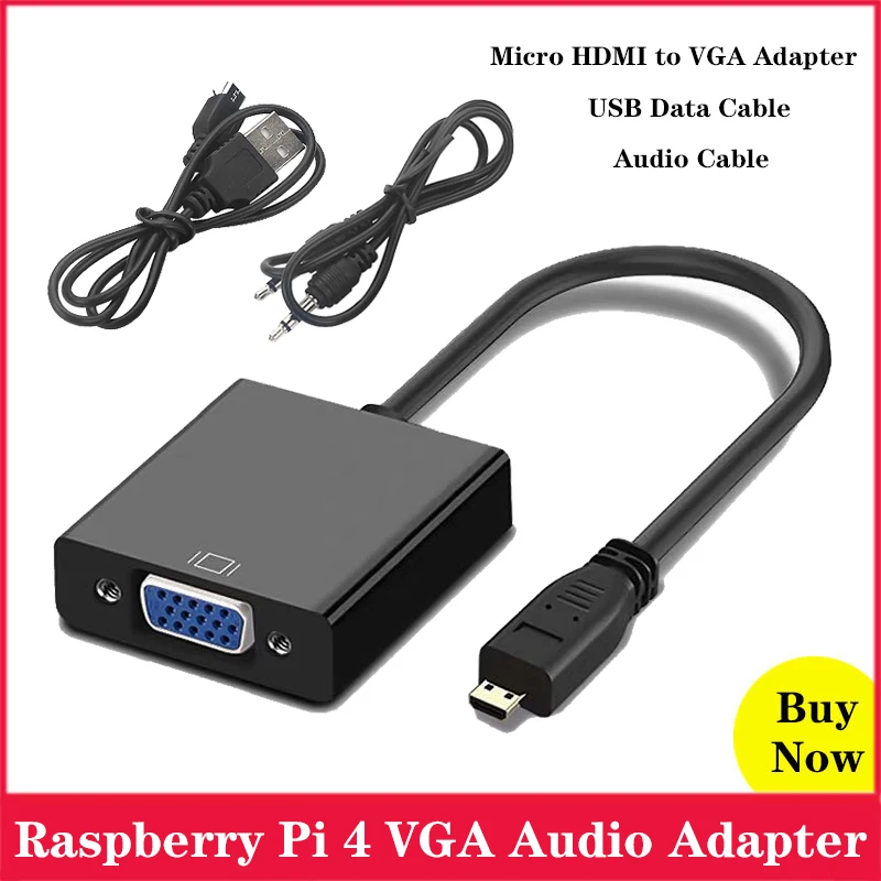 Переходник для кабеля Raspberry Pi 4 Micro HDMI VGA преобразователь с аудиокабелем кабель USB