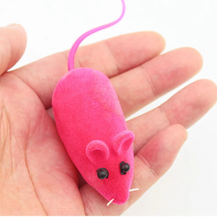 2Pcs False Mouse Toy Colorful Pet Toys Mouse Cat Dog With Sound Play Toys  Flocking Simulation Squeak Sound Rat