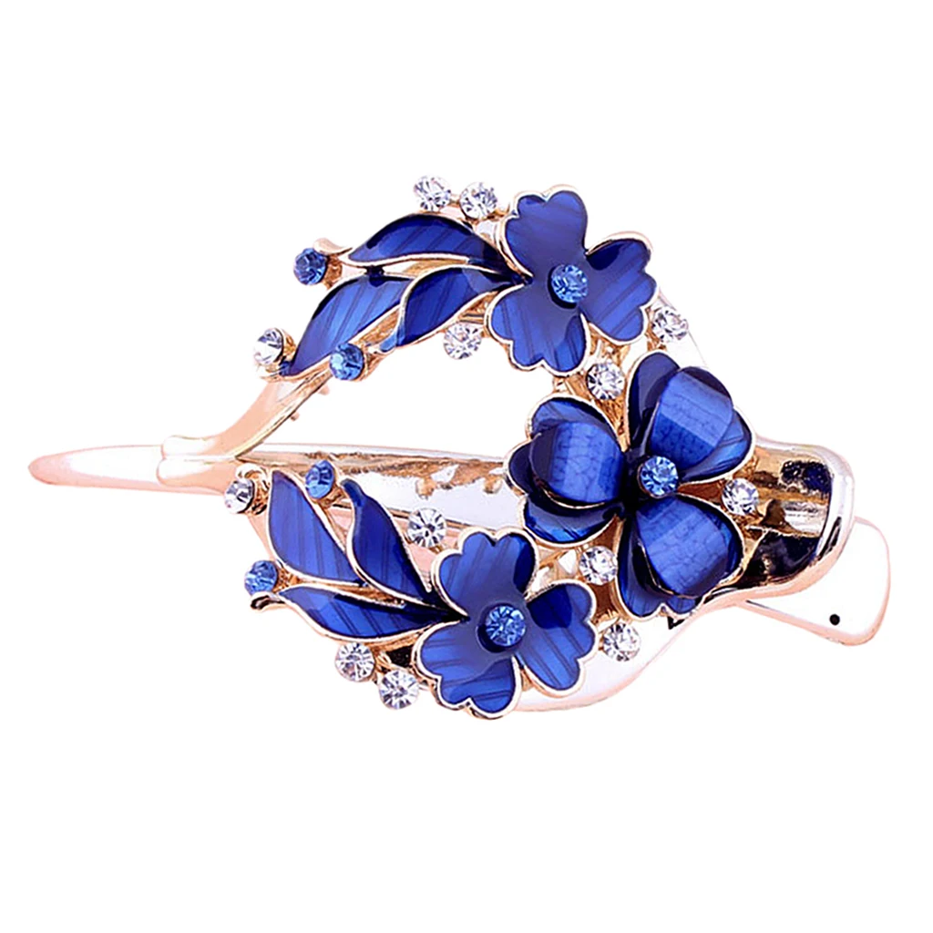 Lady Floral Hair Clip Zircon Casual Thick Hair Pin Clamp Crab Barrette Updo Tool Women Rhinestones Small Flower Hair clips