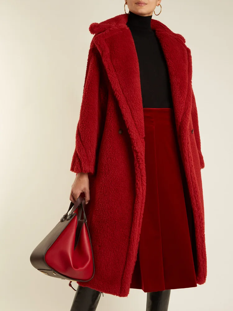 Зимнее Новое плюшевое пальто из искусственного меха длинное пальто женская верхняя одежда утепленное пальто из меха ягненка