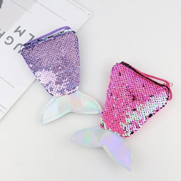 Сумка через плечо с рыбьим хвостом для девочек, Повседневная сумка на плечо с блестками для хранения монет, JS26