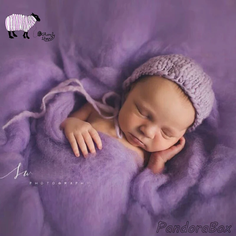 60x60cm Newborn Baby Photoshoot Studio Posing Wool Blanket Wrap Props Baby Photography Accessories Woolen Blanket Basket Filler