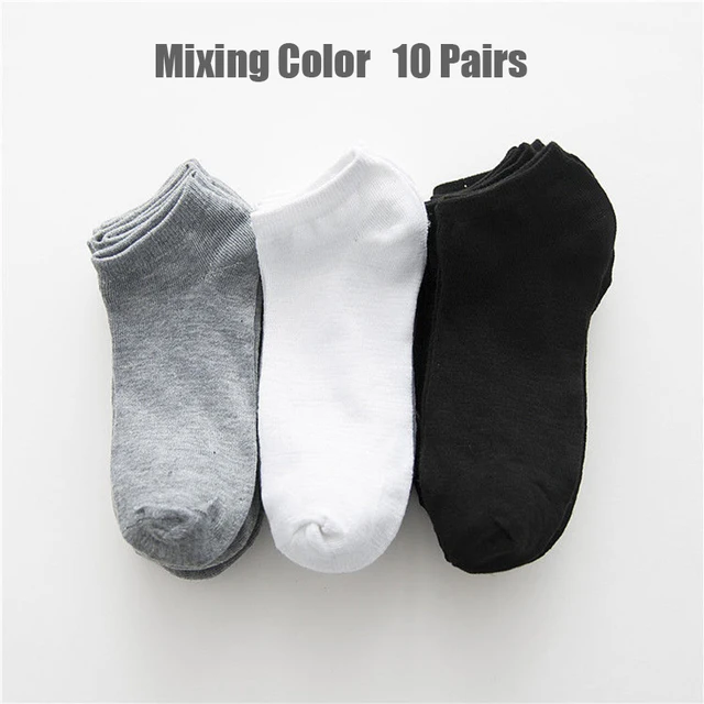 10 Pairs Solid Color Women Socks Breathable Sports socks Casual Boat socks Comfortable Cotton Ankle Socks Size 36-44 white black SMT-225-7