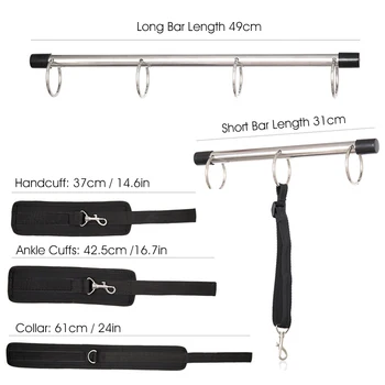 BDSM Bondage Metal Spreader Bar Sex Handcuffs Ankle Cuff Neck Collar Restraint Set Slave Shackles Erotic Game Sex Tool For Women 6