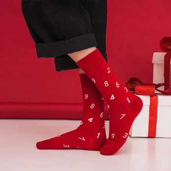 

Printing digital Black White Red woman Men Cotton Socks Male Funny Fashion Harajuku Hip Hop Street Skate Socks Autumn Winter