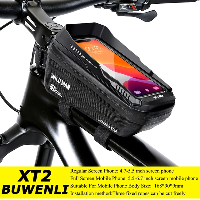 WILD MAN Rainproof Bicycle Bag Hard Shell Bike Front Bag Touch Screen Cycling Bag 6.7 Inch Phone Case Bag Bicycle Accessories XT2 BUWENLI