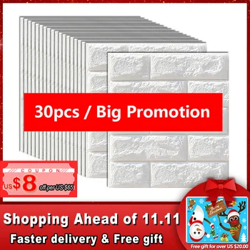 Self Adhesive 3D Brick Sticker DIY Waterproof Foam Wallpaper For Kids Room Kitchen Roof Ceiling Background Wall Decals