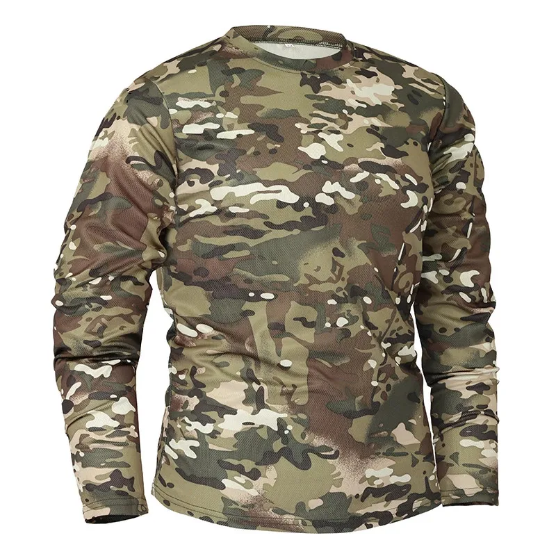 

Quick-drying Camouflage Long-sleeved T-shirts Outdoor Breathable Military Tactical T-Shirt Men Hunting Hiking Camping Clothing