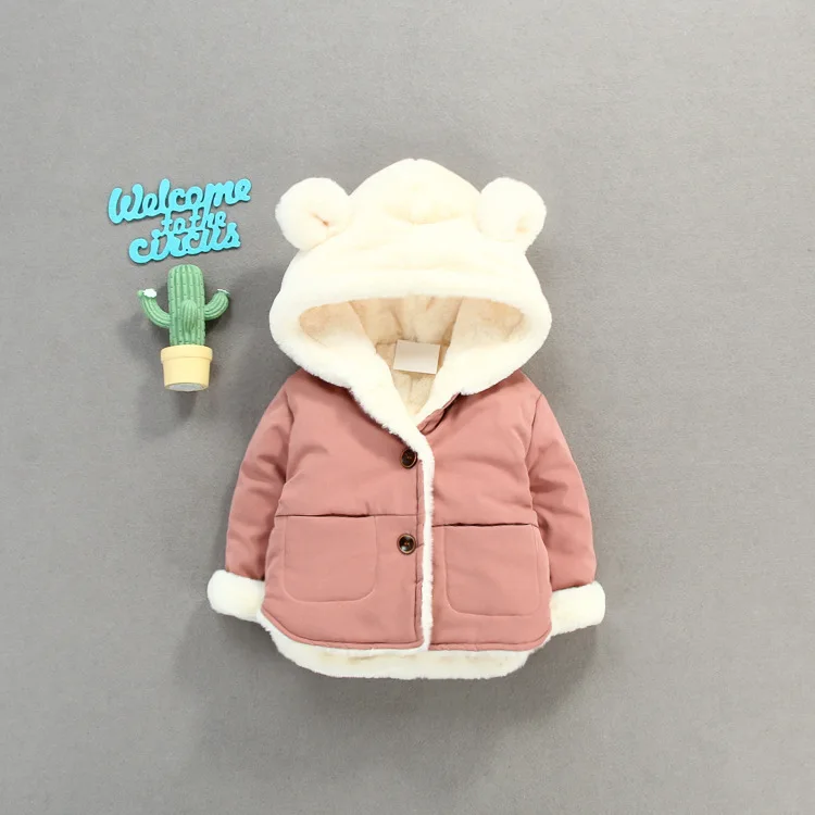  OLEKID Autumn Winter Baby Fleece Jacket Cartoon Hooded Plus Velvet Infant Boys Coat Newborn Baby Gi