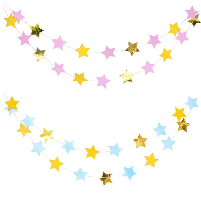 

Star Paper Banner Paper Garlands Chair Bunting for Wedding Baby Shower 1st Birthday First Birthday Boy Girl Party Supplies