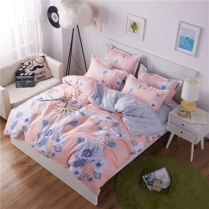  Classic bedding set 5 size grey blue flower bed linens 4pcs/set duvet cover set Pastoral bed sheet 