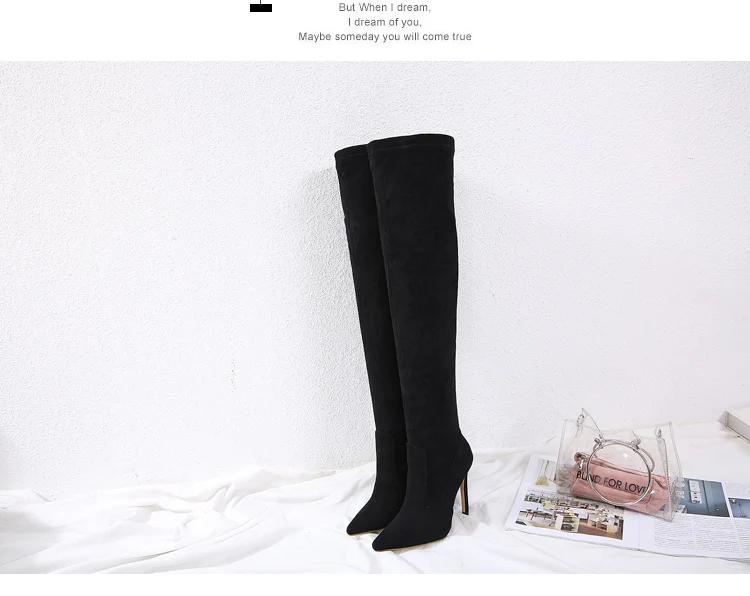 Fashion Stretch women's high boot elastic high heel long boots Female Over the knee thin heels women's shoe