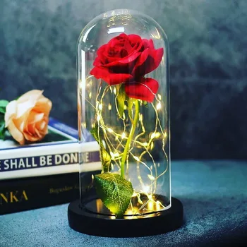 

Beauty Rose And Beast Eternal Rose Artificial Flower String Light Desk Lamp Romantic Valentine's Day Decoration Christmas Gift