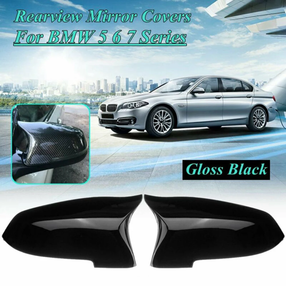 

2pcs ABS Black Car Side Wing Rearview Mirror Cover Cap For BMW F10 F11 2014-2017 Rearview Mirror Cover 51167308683 51167308684