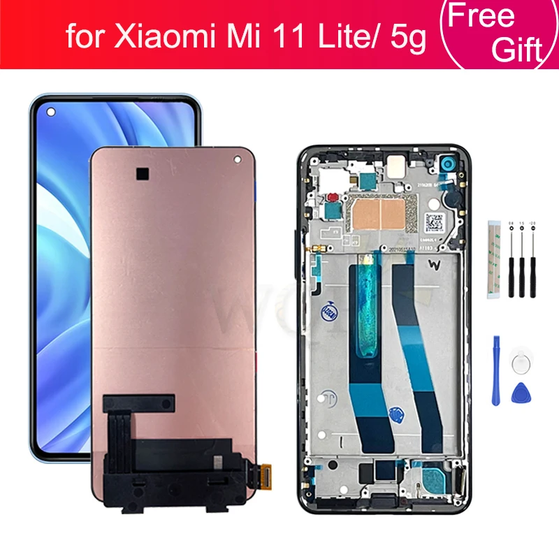 

For Xiaomi MI 11 Lite LCD Display Touch Screen Digitizer Assembly M2101K9AG +Frame For mi 11 Lite 5g Screen Replacement Parts