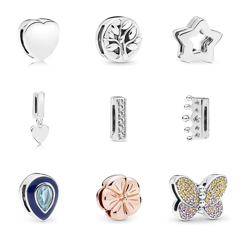 

2019 New Original 925 Sterling Silver Reflections Dazzling Clip Stopper Charms Beads Fit Pandora Bracelet DIY Women Jewelry