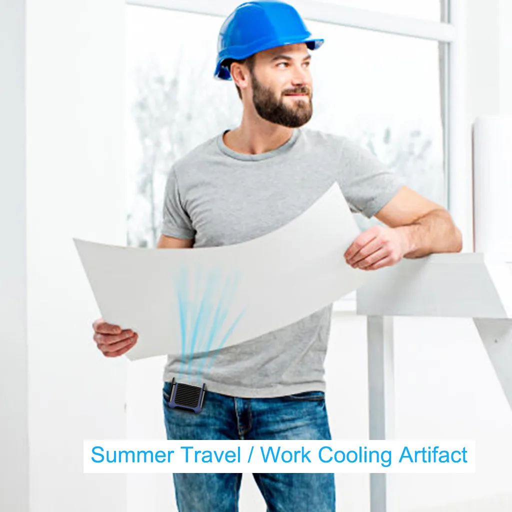 Мини вентилятор перезаряжаемый через USB для подвешивания на поясе удобный