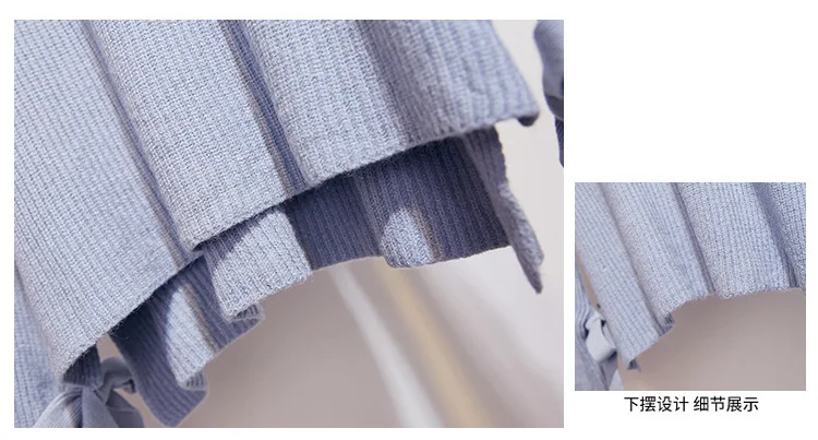 Женский комплект из 2 предметов с юбкой, кружевной зимний свитер в стиле пэчворк, топы и юбки, комплект из 2 предметов, Корейская Студенческая одежда, комплект из 2 предметов