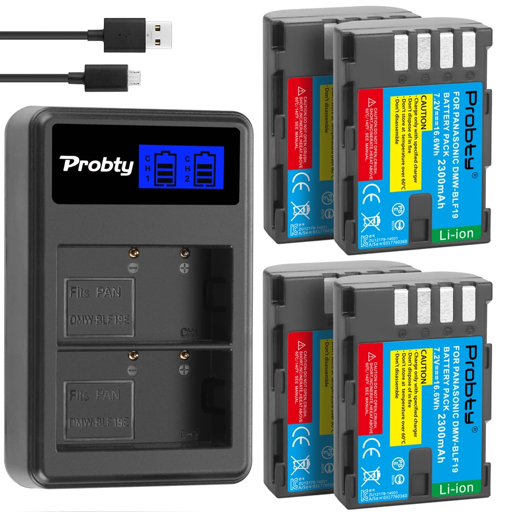 2300mAh DMW-BLF19E DMW-BLF19 Camera Battery DMW BLF19 BLF19 BLF19E +LCD Dual USB Charger for Panasonic Lumix GH3 GH4 GH5 battery packs Batteries