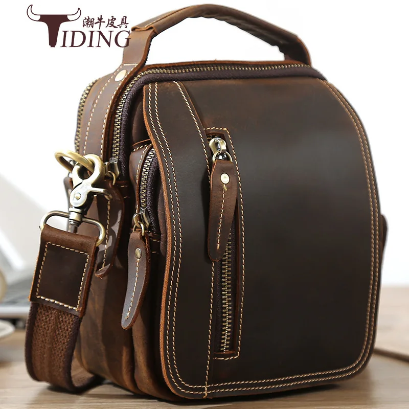 

Tiding New Style Europe And America Retro MEN'S Leather Single-shoulder Bag Multi-Compartment Outdoor Casual Satchel Horse Leath