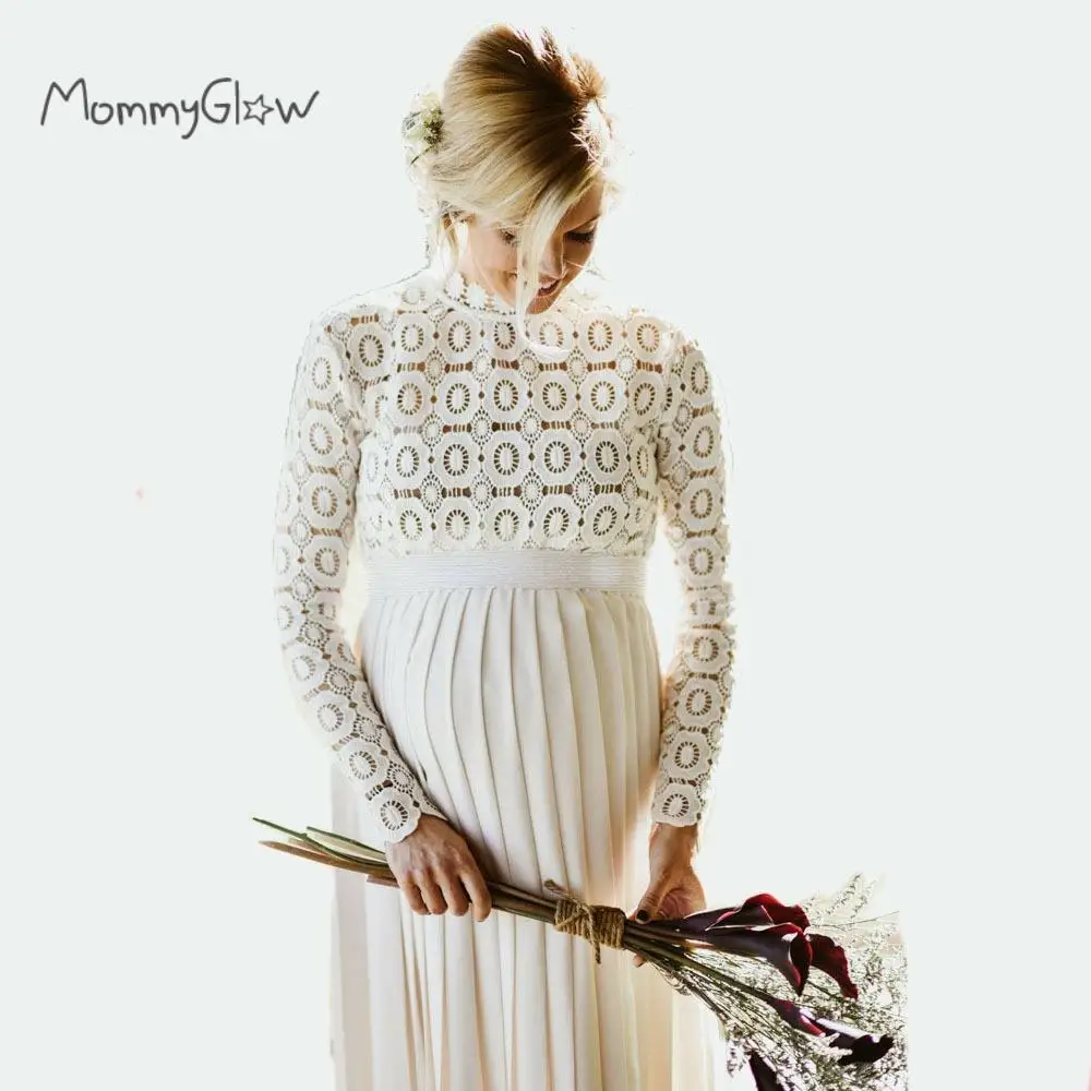 

Long Maternity Shoot Dress Pleated Pregnancy Photography Dresses Split Side Maxi Maternity Gown Photo Prop For Pregnant Women