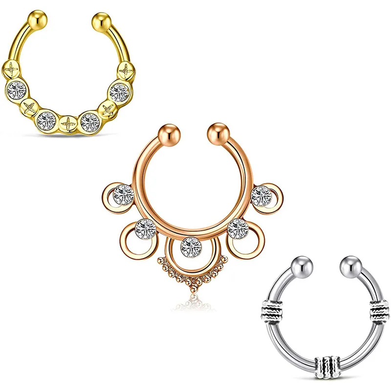 Поддельные кольца для носовой перегородки кольца-клипсы носа без проколов