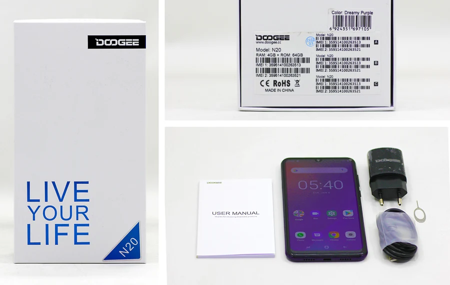 DOOGEE N20, новинка, смартфон, 6,3 дюймов, FHD+ дисплей, 4350 мАч, 4 Гб+ 64 ГБ, четыре ядра, 10 Вт, зарядка, отпечаток пальца, 16 МП, тройная задняя камера