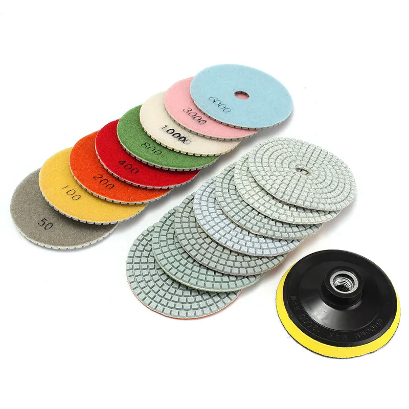 16Pcs Diamond Polishing Pads Kit 4 Inch M14 For Granite Stone Concrete Marble