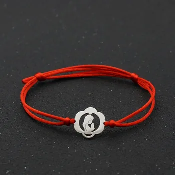 

Cute Bear Adjustable Charm Bracelets for Women Men Couple Silver Color Virgin Mary Lucky Red String Friendship Bracelet Jewelry