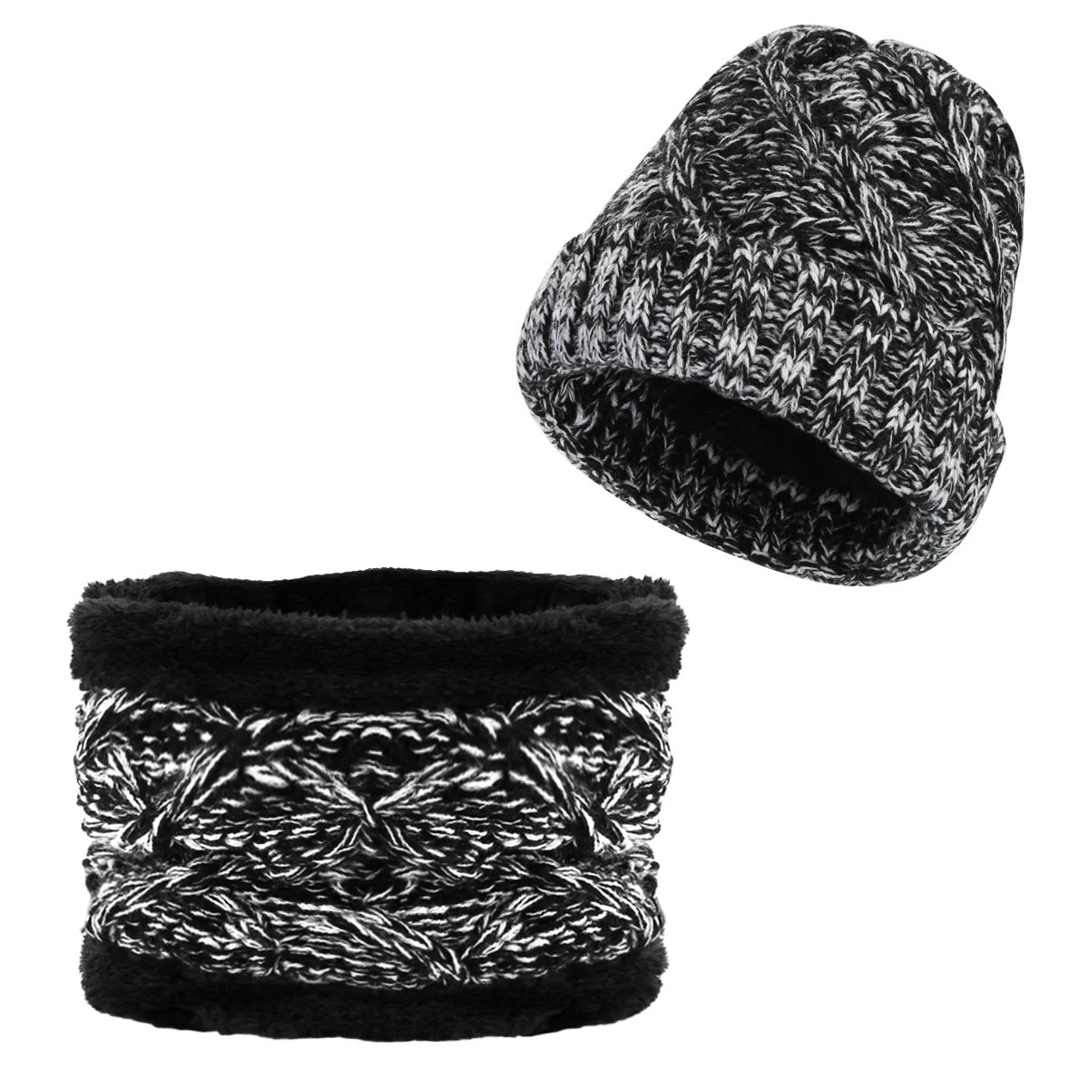 Комплект из 2 предметов, детский шарф-хомут для мальчиков и девочек, зимняя вязаная теплая шапка и теплый комплект с воротником