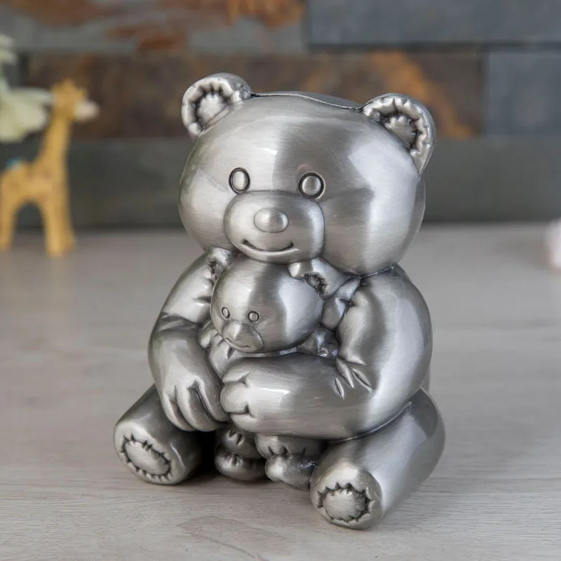 

Creative Mother And Child Bear Change Piggy Bank Children's Money Bank Gift for Boys And Girls Metal Home Decoration