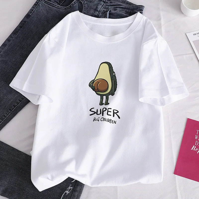 New Avocado Shirt Vegan T Shirt Women Harajuku Kawaii Short Sleeve T-shirt Vogue 90s Korean Style Tshirt Fashion Top Tees Female