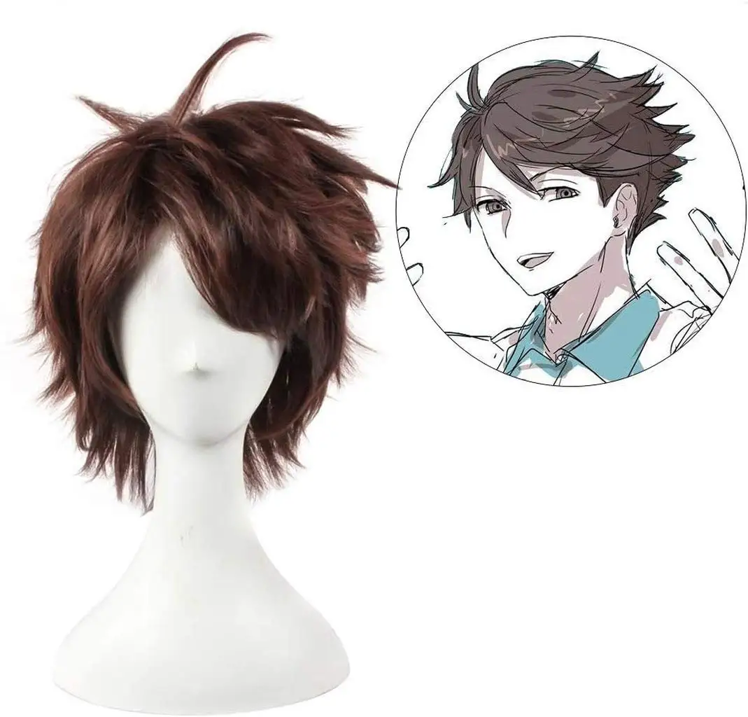 Haikyuu! Волейбол Toru Oikawa Toor короткий коричневый лоскутный многослойный Tooru