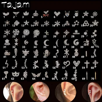 1PC Sellsets Silver & Gold Color CZ Stud Piercing Moon Star  Earring Conch Tragus Stud Helix Cartilage Piercing Jewelry 20G