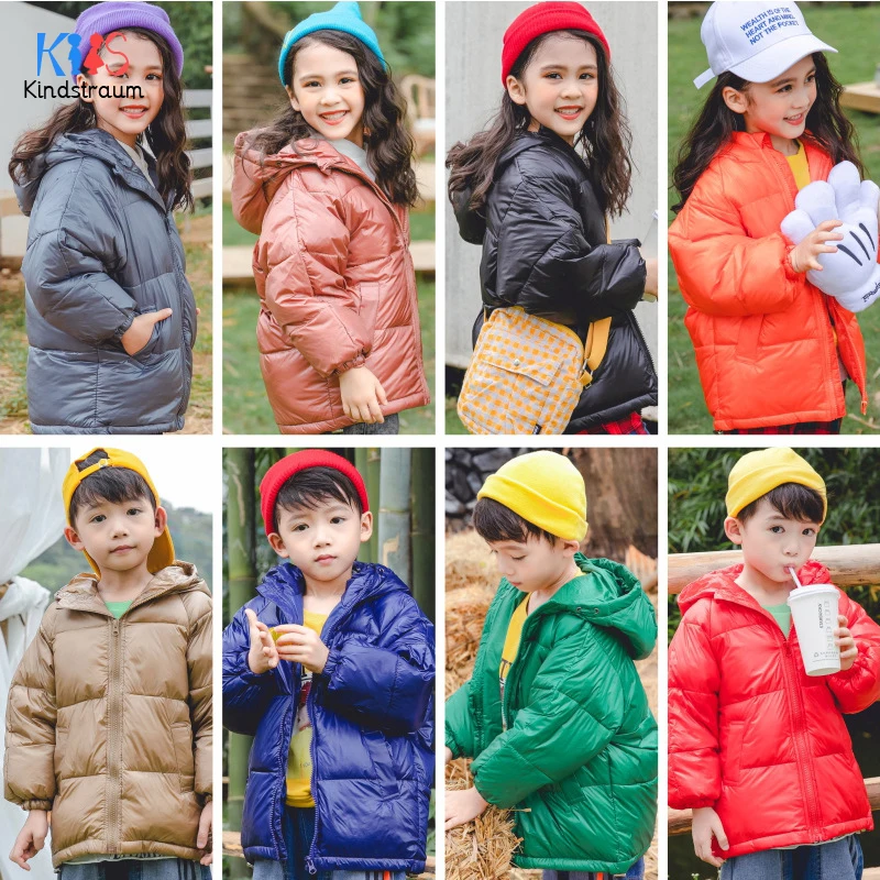 

2019 Autumn Winter Hooded Children Duck Down Jackets For Girls Candy Color Warm Kids Down Coats For Boys Outerwear Clothes DC200