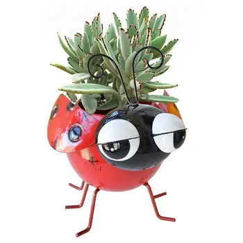 

Metal Ladybug Bee Flower Planter Pot With Drain Hole For Dining Tables And Bookshelves Gardening Pots Indoor Outdoor Decoration