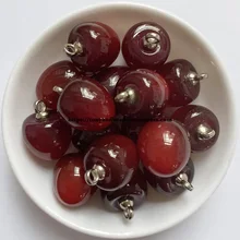  (1 Lot = 10pcs )Cherry Shape Dark Red Acrylic Small Pendant Charm Beads Size 15x20mm For Jewelry Making DIY 
