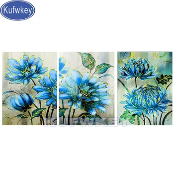 

3 Pieces Rose Flower Bule Peony Floral diamond paintings, Full Square Round Flowers diamond embroidery for Room decor ,