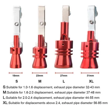 

S-XL Size Motorbike Car Exhaust Fake Turbo Whistle Pipe Sound Muffler Blow Off Valve Universal Simulator Whistler 5 Colors
