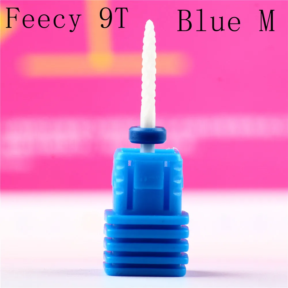Фреза для маникюра, керамическая фреза для маникюра, набор фрез для педикюра, электрическая пилка для ногтей, фрезы для ногтей - Цвет: Feecy 9T blue M