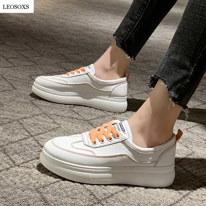 White Sneakers Vulcanize-Shoes Women Platform Female Ladies LEOSOXS Flat