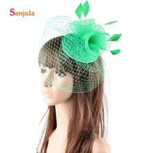 Samll шляпы с перьями Тюль Свадебные fanscinaters шапки свадебный головной убор ручной работы Тюль Цветы Аксессуары para boda H377