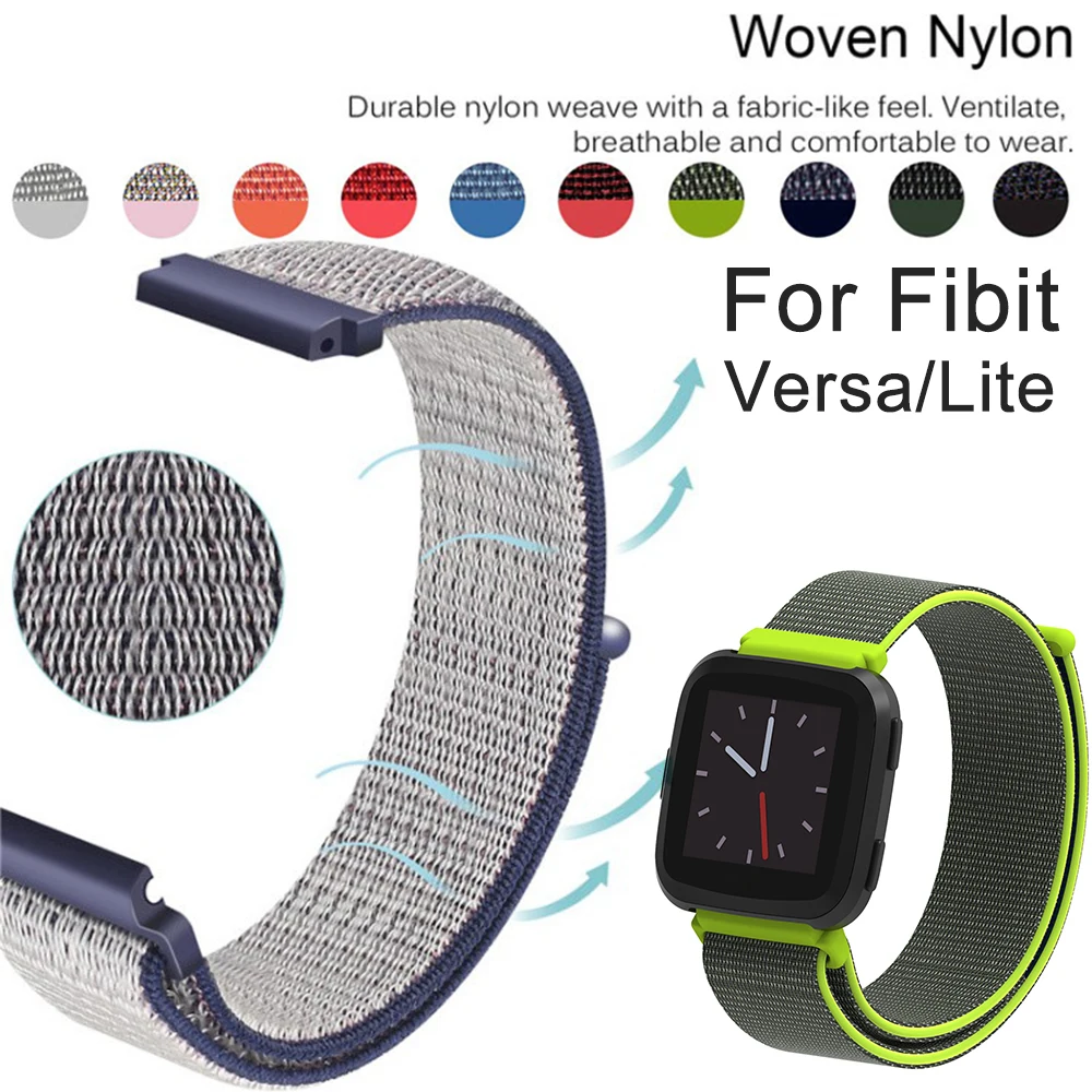 Модный Эластичный сменный тканый нейлоновый ремешок для Fitbit Versa или Lite, дышащий регулируемый ремешок для часов с застежкой