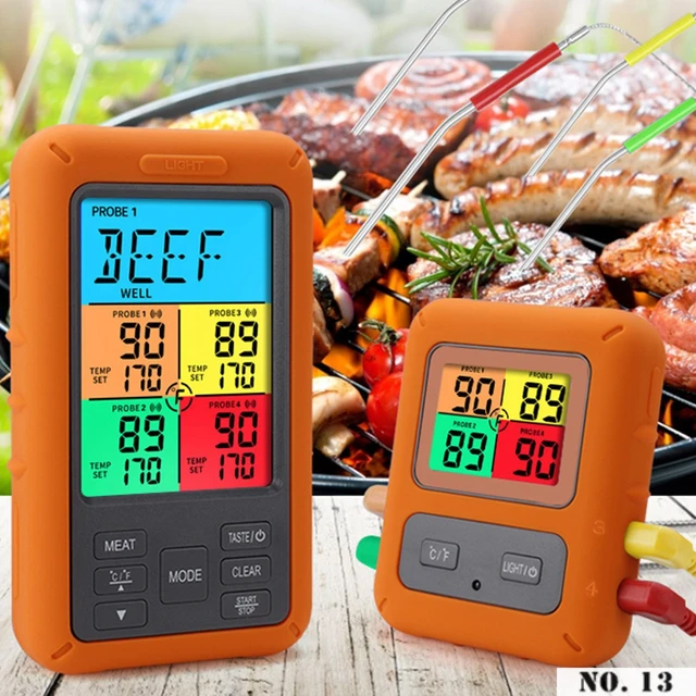 Wireless Meat Thermometer, Digital Meat Thermometer with 4 Probes Food  Thermometer for Cooking, Smoking, BBQ and Oven Timer - AliExpress
