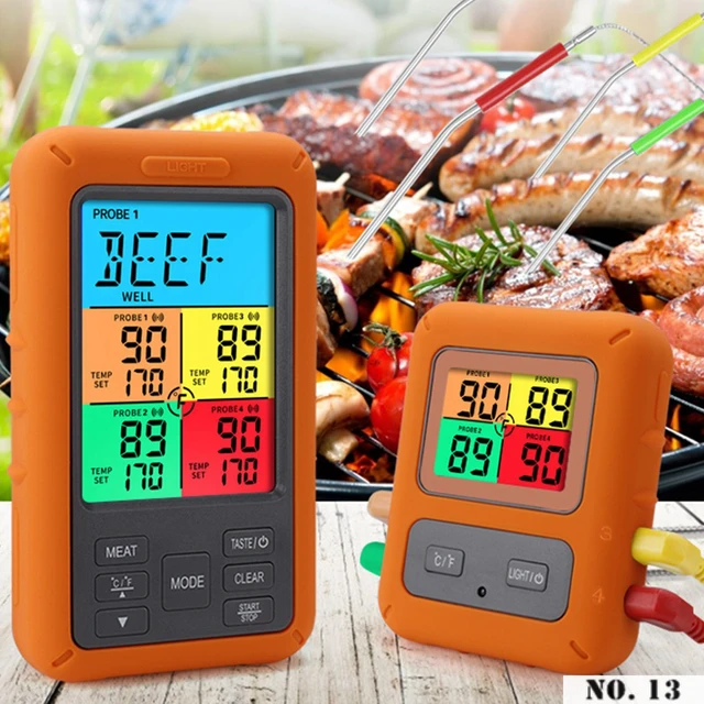 Wireless Meat Thermometer Digital Grill Smoker BBQ Thermometer with a  Stay-In Grill Oven Smoker Probe